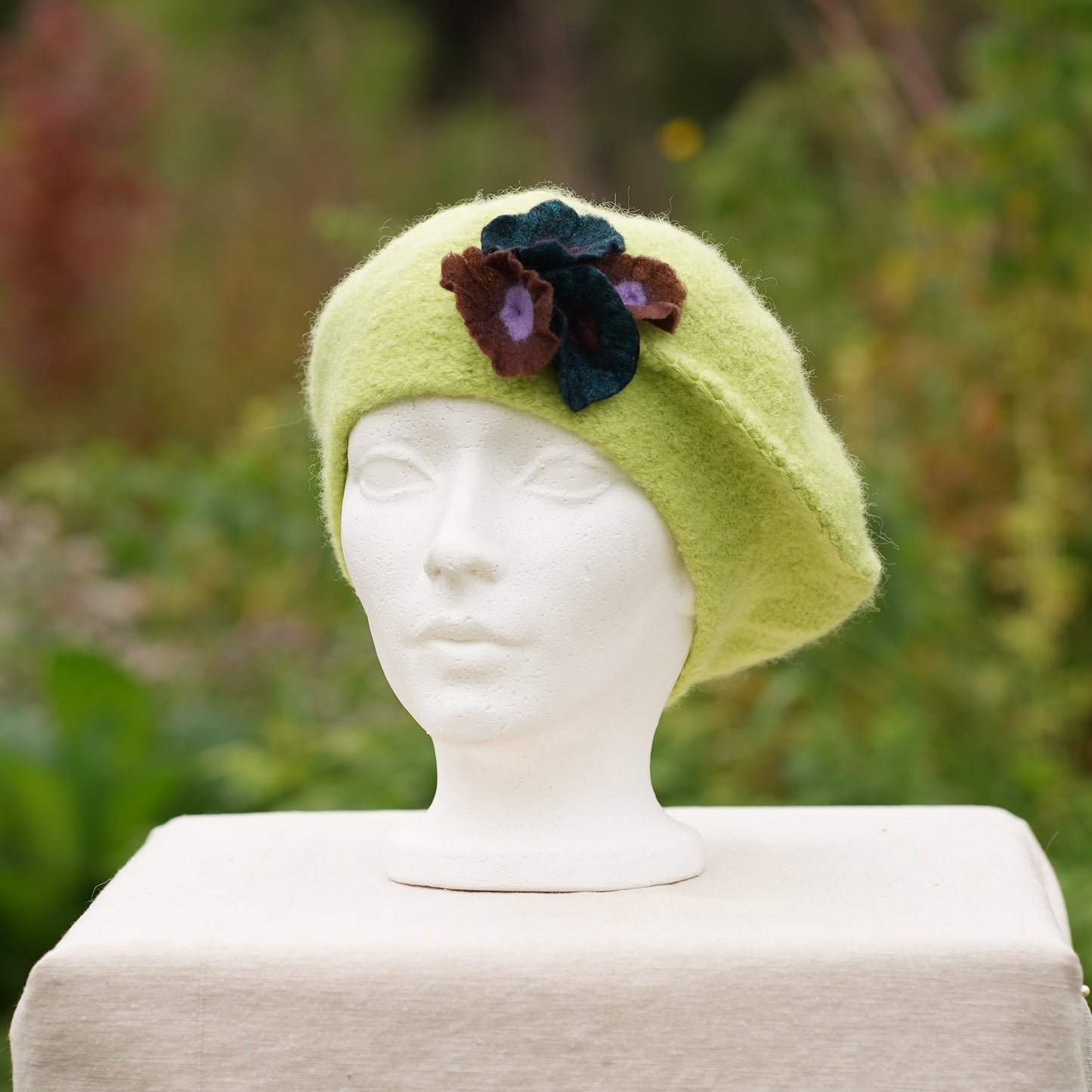 Béret 100% laine feutrée - Vert-Lime