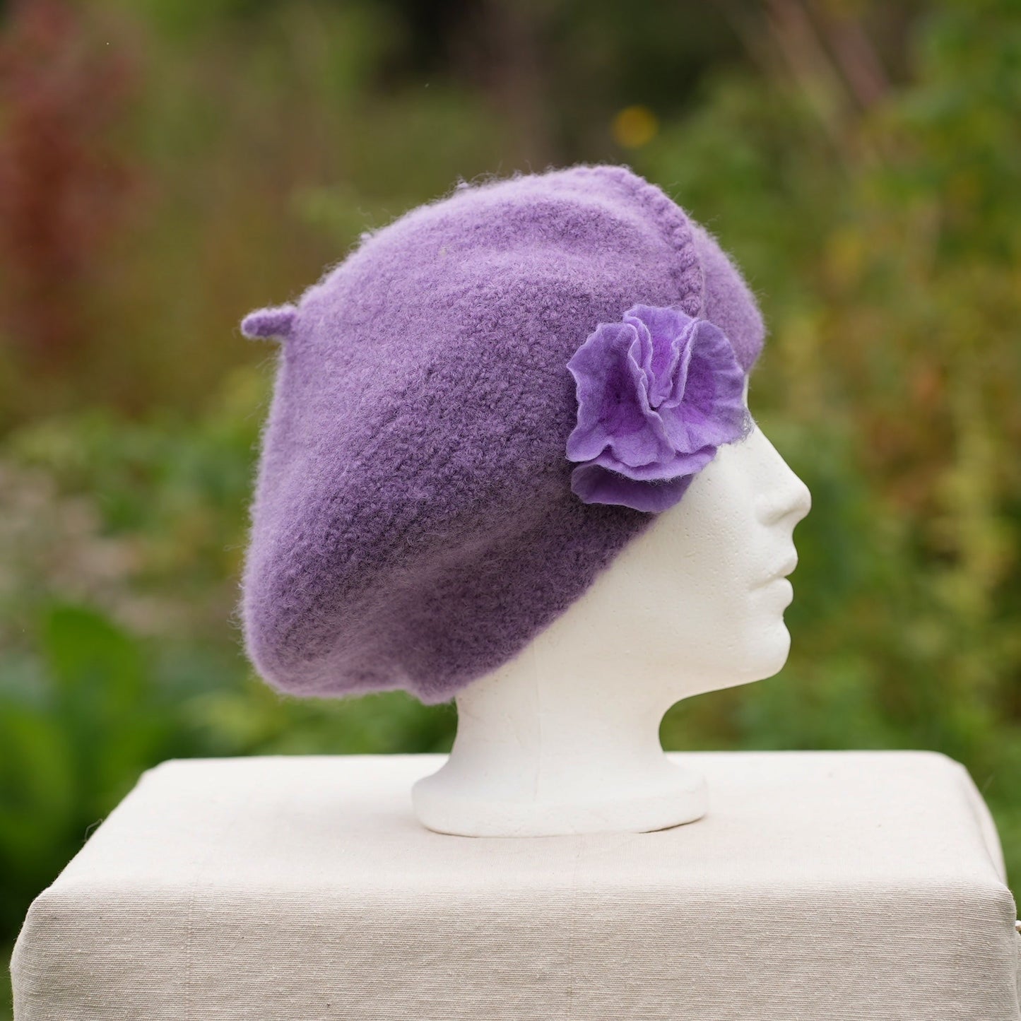 Béret 100% laine feutrée - Lilas