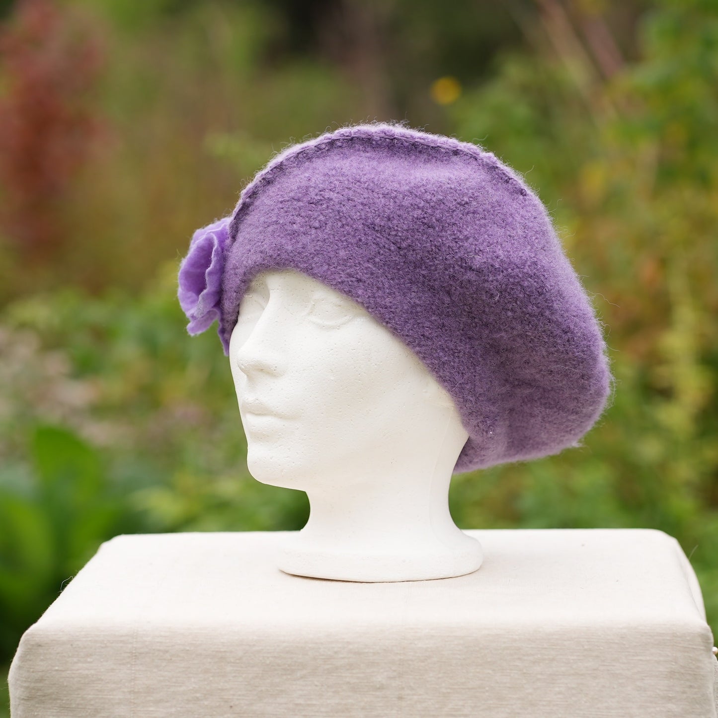 Béret 100% laine feutrée - Lilas