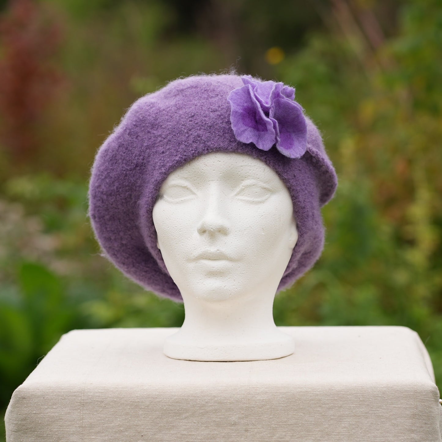 Béret 100% laine feutrée - Lilas