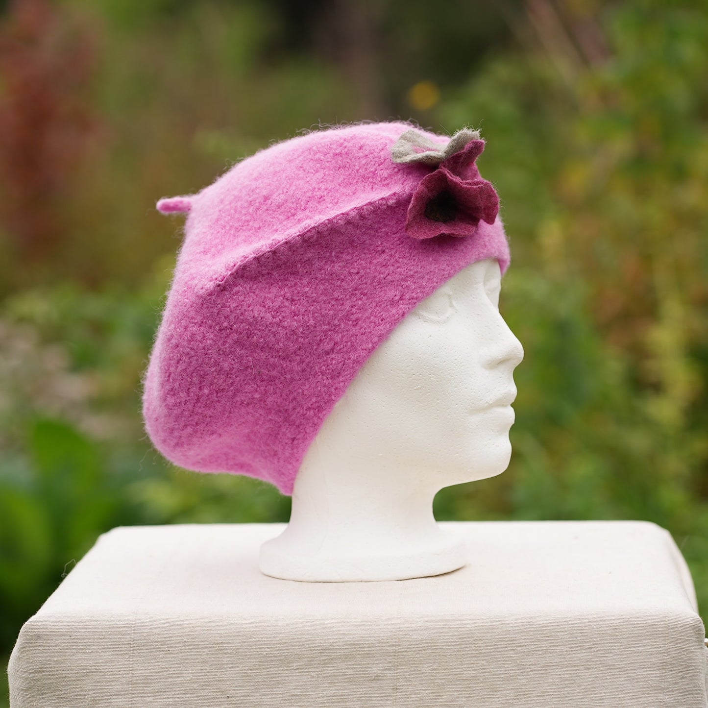 100% Felted Wool Beret - Pink