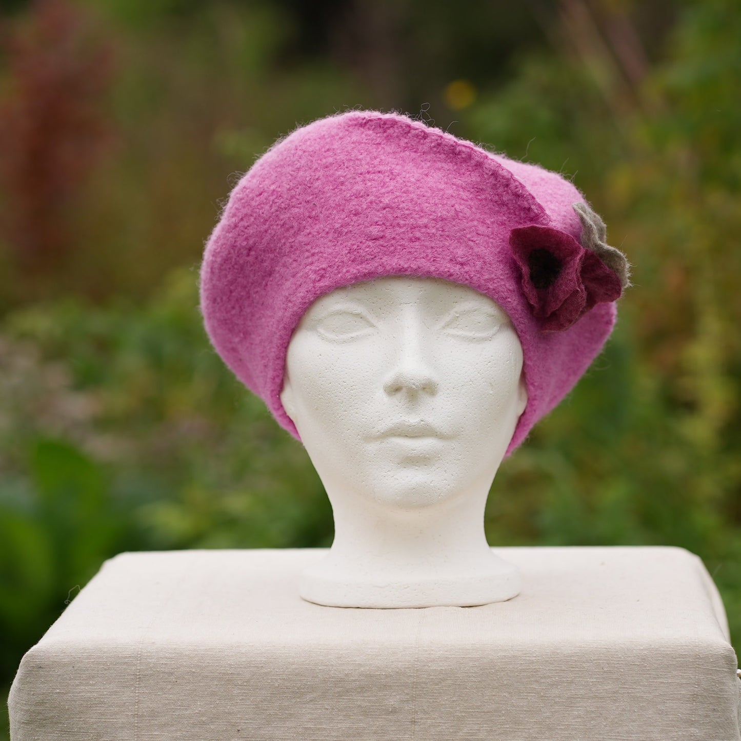 100% Felted Wool Beret - Pink
