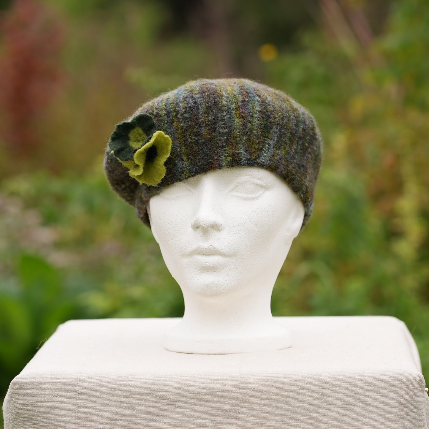 100% Felted Wool Beret - Camo 1