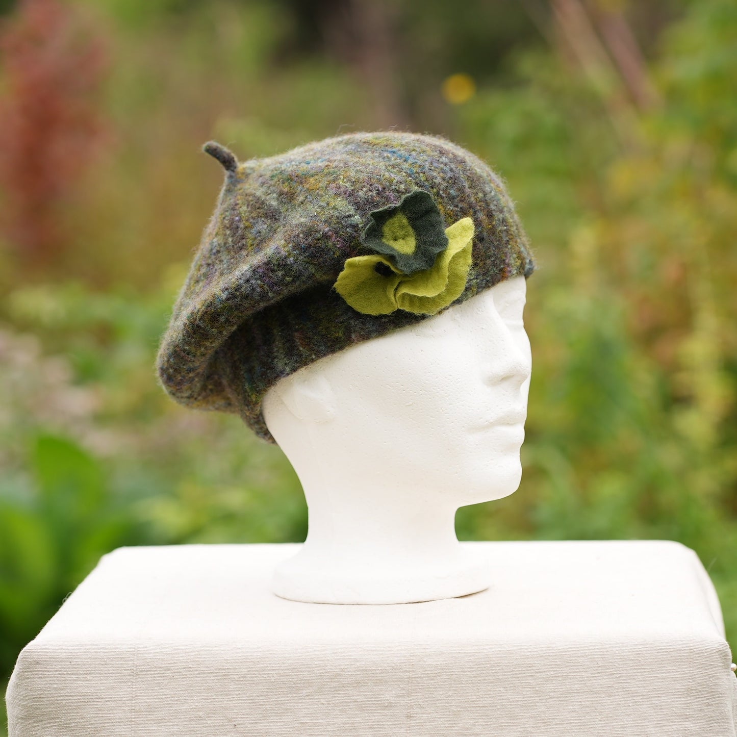 100% Felted Wool Beret - Camo 1