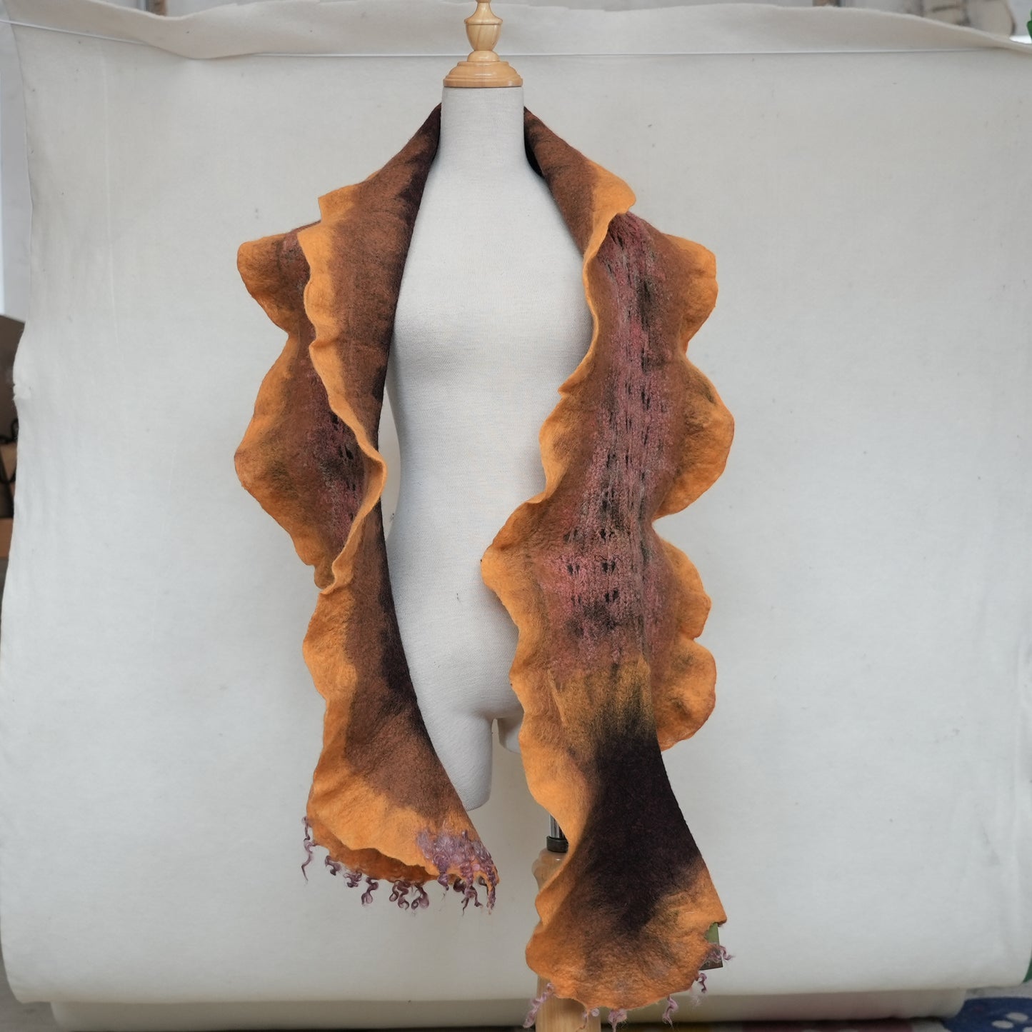 Long foulard feutré - Orange