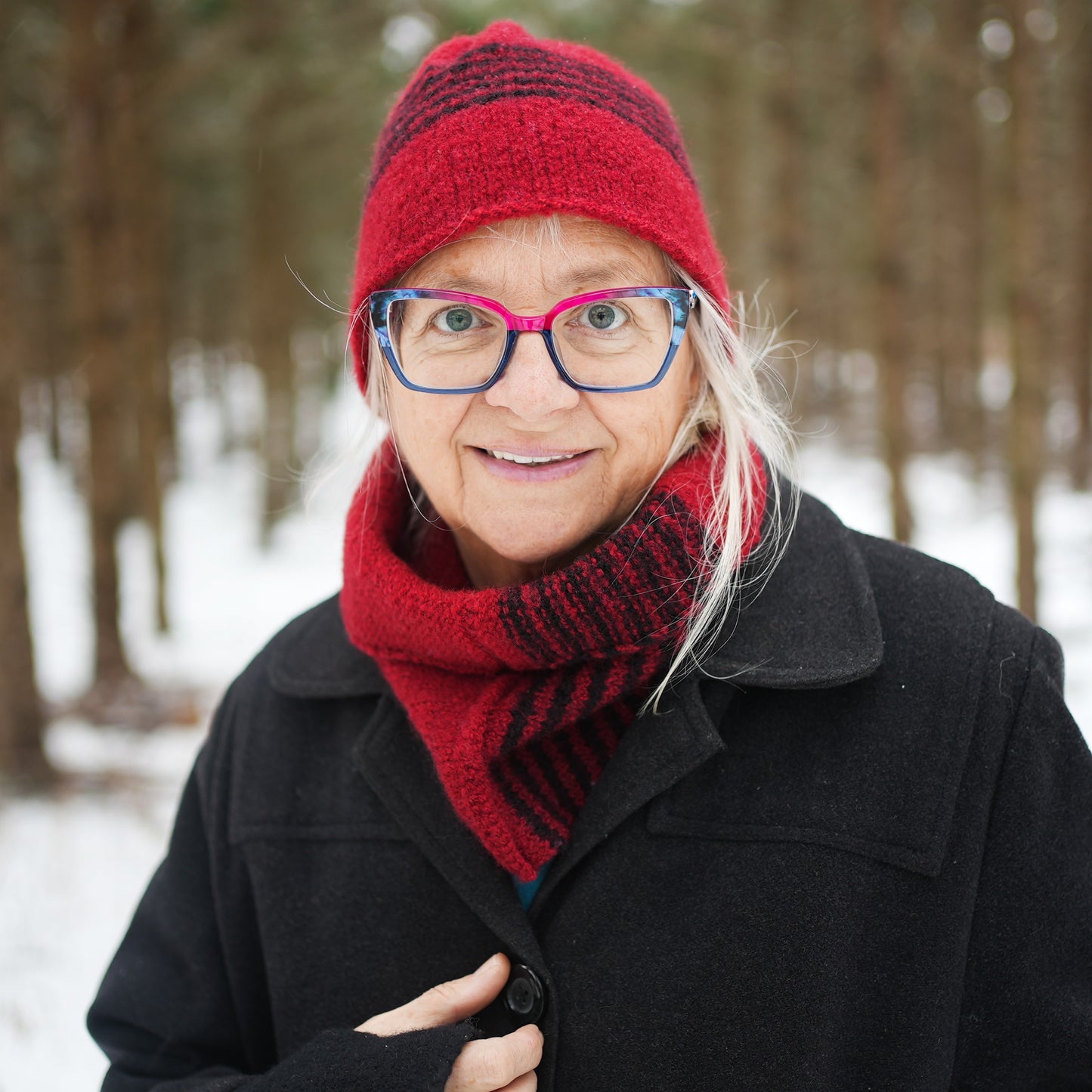 Ensemble tuque et cache-cou - Rouge et rayé