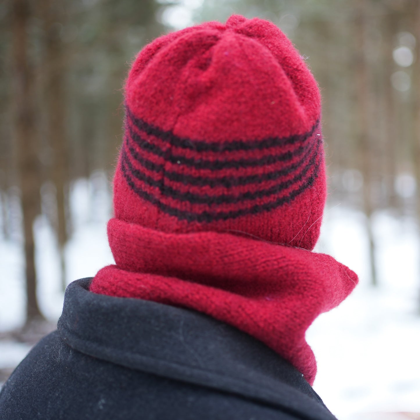 Ensemble tuque et cache-cou - Rouge et rayé