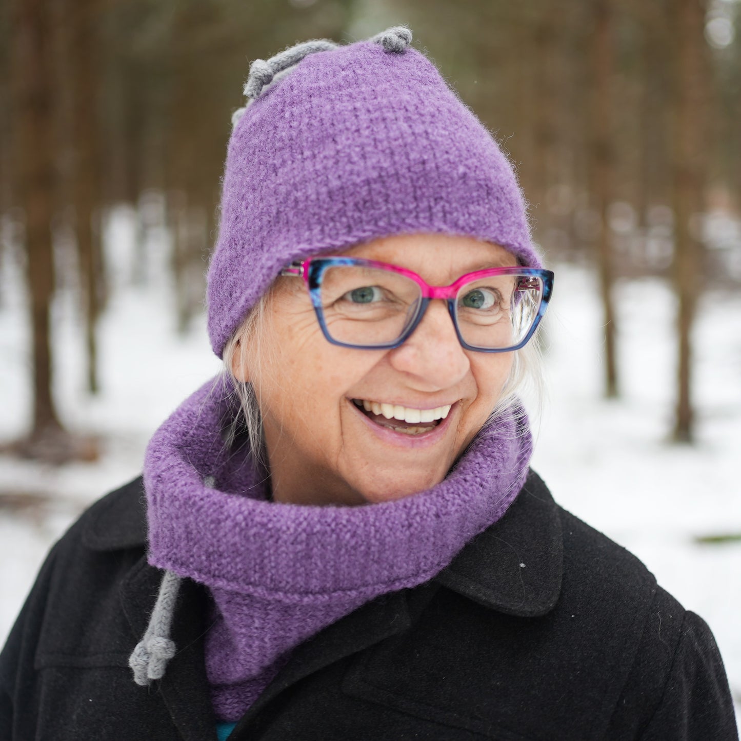 Ensemble tuque et cache-cou - Mauve et gris
