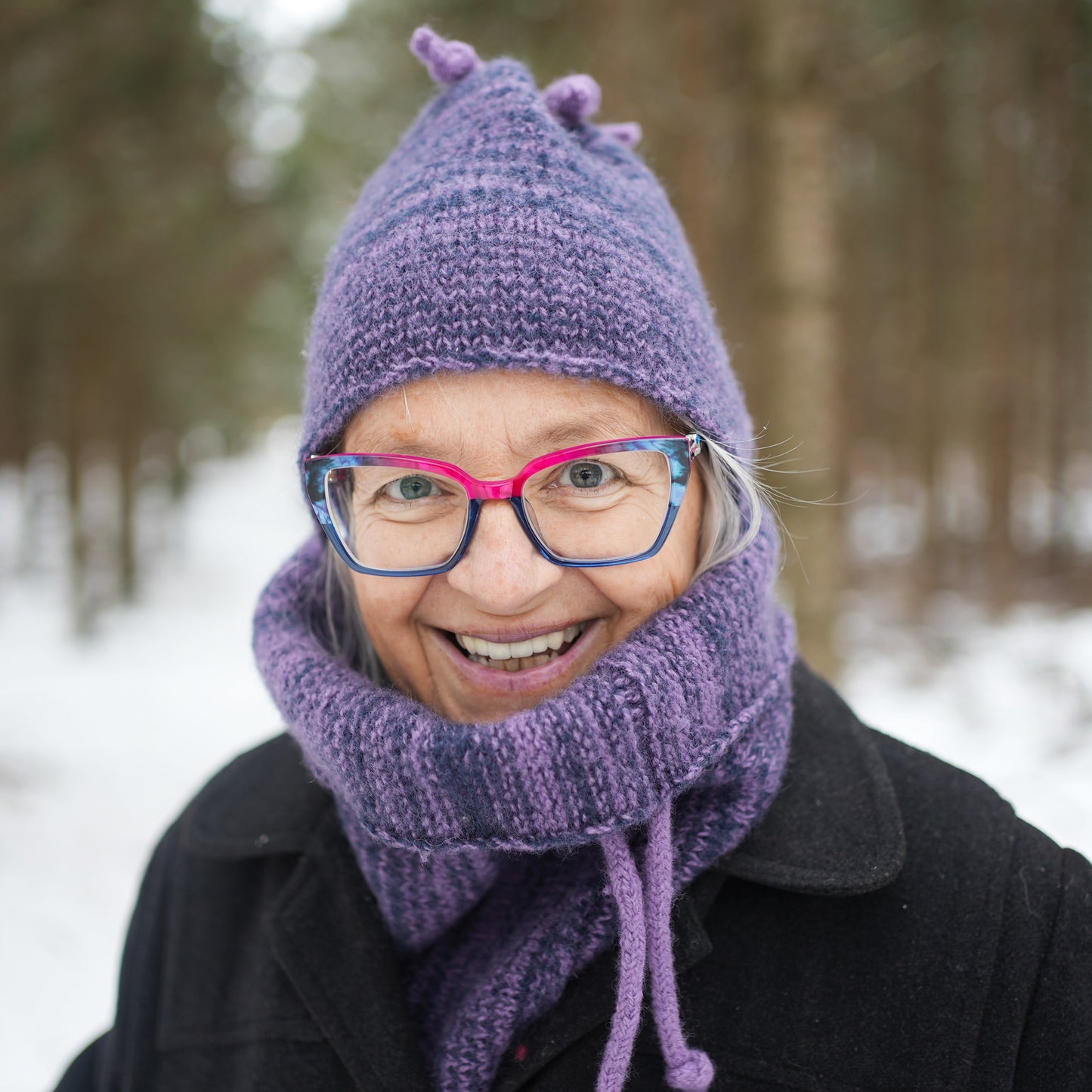 Ensemble tuque et cache-cou - Mauve et marine