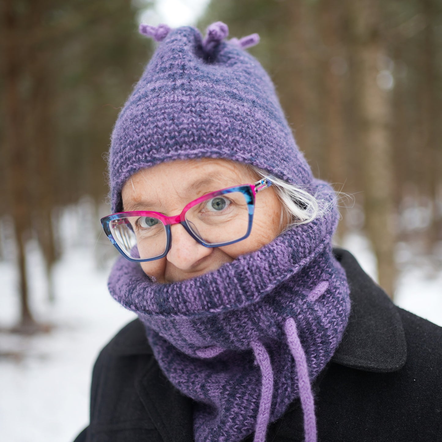 Ensemble tuque et cache-cou - Mauve et marine