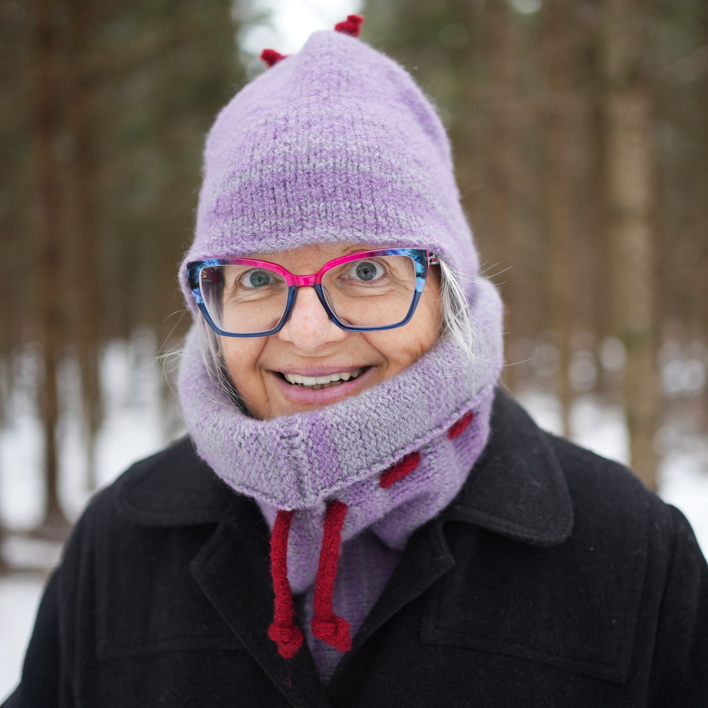 Ensemble tuque et cache-cou - Mauve et rouge