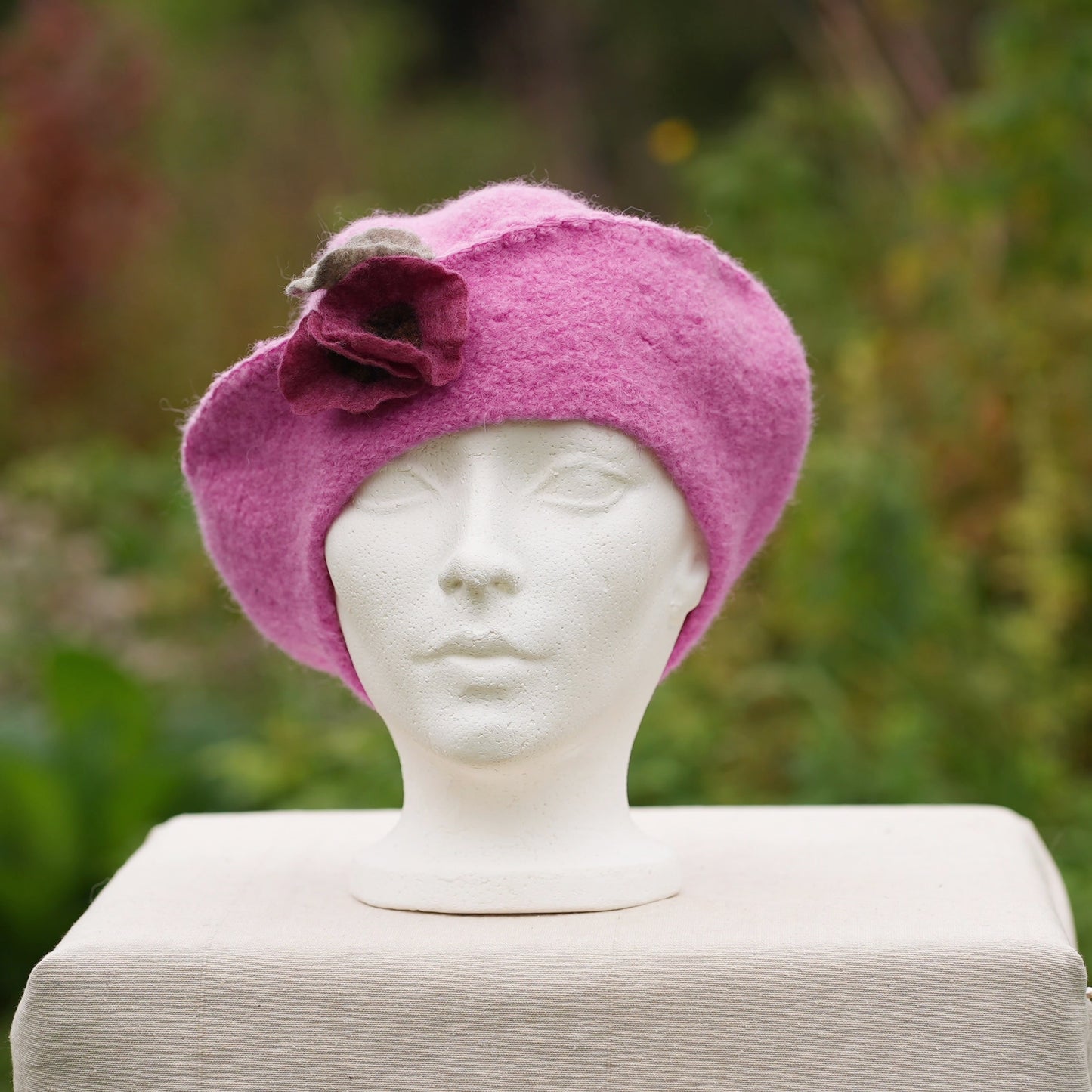 100% Felted Wool Beret - Pink