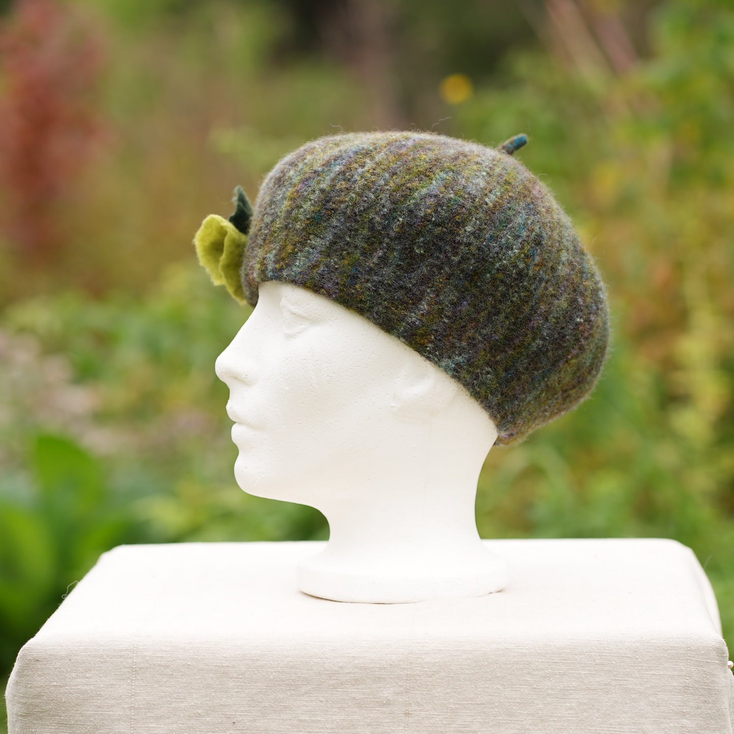100% Felted Wool Beret - Camo 1